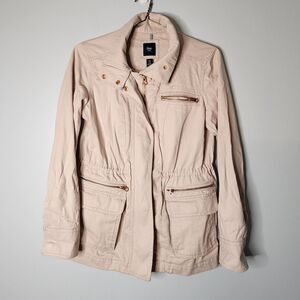Gap Jacket Women's Casual pink Solid Lightweight Full Zip Military Size XS